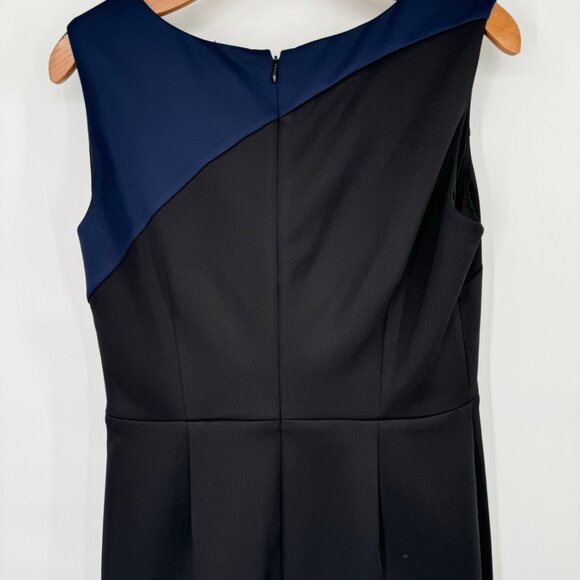 Ellen Tracy Sleeveless Color Block Sheath Dress Size 8 Navy Black scuba knit - Picture 14 of 14
